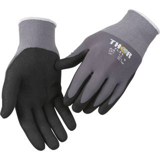 Halvdyppet nitrilhandske, Thorflex, sort lycra overhånd | XX-large