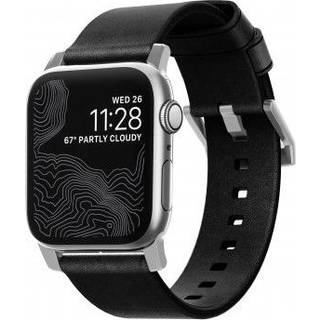 Nomad Apple Watch (42/44/SE/45/46/49mm) Modern Horween Band Rem - Black / Silver Hardware