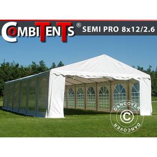Partytelt Festtelt, SEMI PRO Plus CombiTents® 8x12 (2,6)m 4-i-1, Hvid