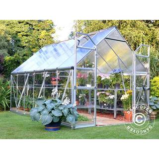 Drivhus polycarbonat Balance 8,9m², Palram/Canopia, 2,44x3,67x2,29m Sølv