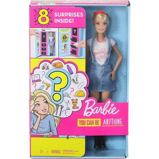 Barbie Surprise Doll Blonde med 2 karriereudseende og tilbeh?r