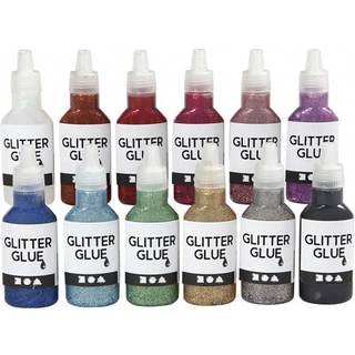 Glitterlim i Ass. Farver - 12x25ml Pakke