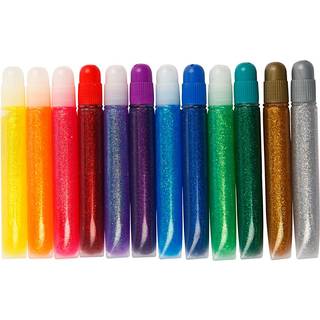Glitterlim 10 ml. - Basisfarver, 12 stk