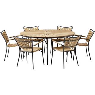 Kerteminde Ø150 teak havemøbelsæt med 6 stole - Teak/antracit