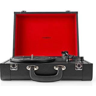 Nedis Pladespiller | 33 / 45 / 78 rpm | Bælte drev | 1x Stereo RCA | 18 W | Indbygget (for) forstærker | MDF / PU | Rød / Sort
