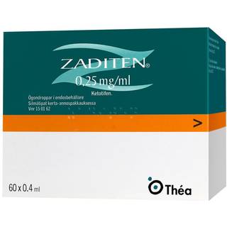 Zaditen 0,25 mg/ml 60 stk Øjendråber, opløsning, enkeltdosisbeholder + FRI FRAGT