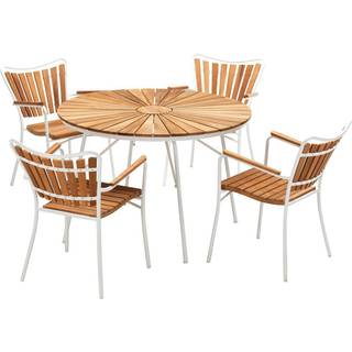 Kerteminde Ø110 teak havemøbelsæt med 4 stole - Teak/antracit