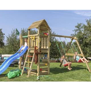 Jungle Gym Safari legetårn m/grøn rutsjebane & gynger grøn
