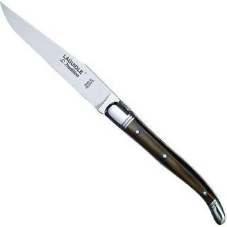 Steakkniv Brunt Horn, 2 messingkraver - Laguiole Tradition