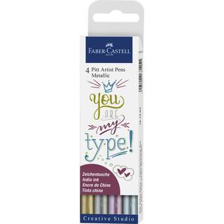 Tuschestift Pitt Artist Pen Metallic 4 Stück - Mehrfarbig