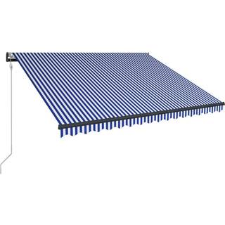 markise m. LED-lys 450x300 cm manuel betjening orange og brun