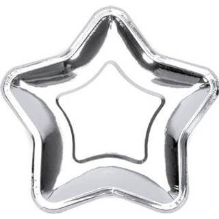 6 stk Stjerne engangstallerken i sølv Metallic 23cm