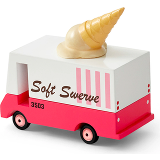 Candylab Toys Candycar Wood Food Truck Collection - Ice Cream Van Premium Handlyed Beech Wood Toy Car