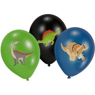 6 stk. Latex balloner dinosaur mix 27,5 cm – Miljøvenlig feststemning til børn