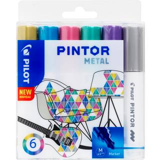 Marker Pintor Medium Metal Mix 4,5 assorteret 6stk, Pilot S06-0517450