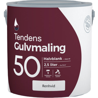 Tendens gulvmaling vf halvblank 50 2,5 liter - renhvid (På lager i varehus)