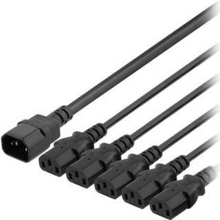 DELTACO IEC C14 to 5x IEC C13 Power cable, 3m, 10A/250V, Y-Splitter, b