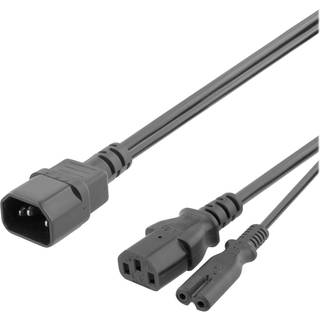Deltaco Del-109ya El-ledning Sort 0,5 M C14 Forbinder C13 Coupler + C7 Coupler 0.5m. C14 Forbinder C13 Coupler + C7 Coupler Sort