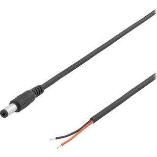 DELTACO 5.5x2.1mm DC to open ended wire, 2m, 20AWG, black