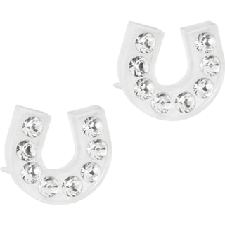 Brilliance Horseshoe Medicinsk Plastik Ørestikker fra Blomdahl med Swarovski Krystaller
