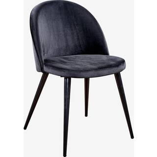 Velvet spisebordsstol i grå velour med messingdetaljer