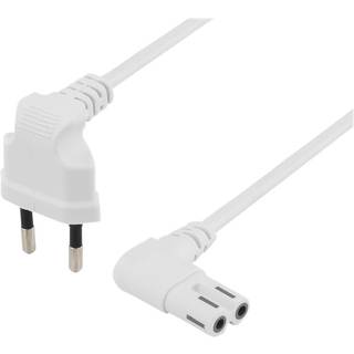 DELTACO ungrounded device cable, 1m, angled CEE 7/16 - IEC 60320, whit