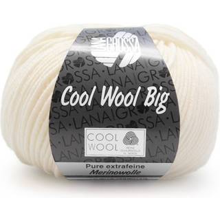 Lana Grossa Cool Wool Big Indhold:100% ren ny, ekstrafin merinould Vægt/Længde: 50 g = ca. 120 meter Anbefalede pinde: 3.50-4.00 mm Strikkefasthed: 10 x 10 cm = 19 m x 26 p Vask:Finvask 30º/ Tørres fladt.