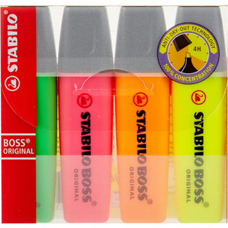 STABILO BOSS Original 4 ass. colours highlighter with water-based ink refillable