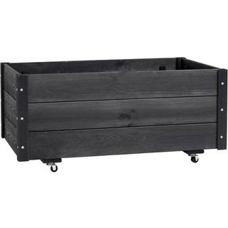 Plantekasse på hjul sort 94 x 54 x 45 cm