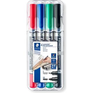 Staedtler Lumocolor Duo Marker Perm F M 4 ass/boks