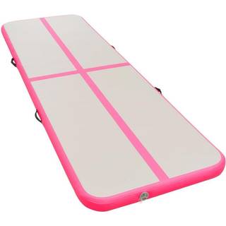 oppustelig gymnastikmåtte med pumpe 300 x 100 x 10 cm PVC Pink