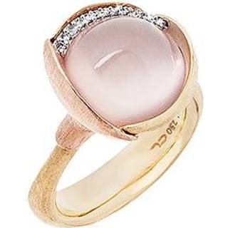 OLE LYNGGAARD COPENHAGEN Lotus 3, 18 kt. guld ring med rosakvarts og brillanter