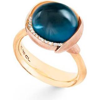 OLE LYNGGAARD COPENHAGEN Lotus 3, 18 kt. guld ring med london blå topas og brillanter