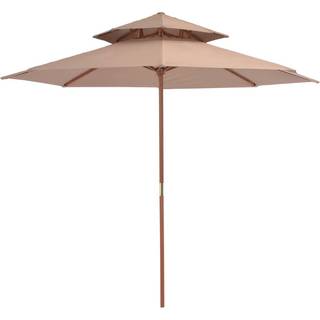 parasol m. træstang 270 cm 2 niveauer sort