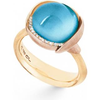 OLE LYNGGAARD COPENHAGEN Lotus 3, 18 kt. guld ring med london blue topas og brillanter