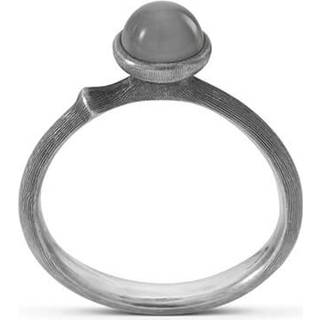 OLE LYNGGAARD COPENHAGEN Lotus 0 Tiny oxideret sølv ring med grå månesten