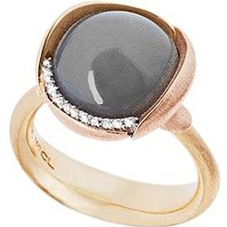 OLE LYNGGAARD COPENHAGEN Lotus 3, 18 kt. guld ring med grå månesten og brillanter