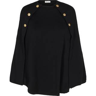 Stenströms Mary Sort poncho i merinould | Dame |Strik & Trøjer | Størrelse: XL | Sort | Solid