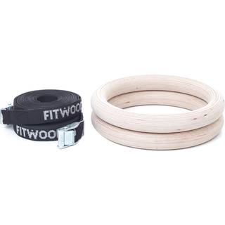 FitWood ULPU MINI Gymnastikringe 28mm - Træ overflade / Sort Strop