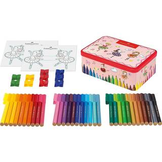 Faber-Castell Tusser Connector Ballerina 33 stk Denne fine tinæske med ballerina-motiv indeholder 33 forskellige farvestrålende tusser samt 10 forbinderclips.