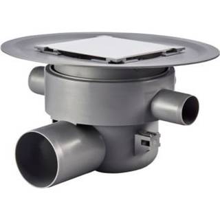 Purus MultiFlex gulvafløb med vandret Ø75 mm afløb, 3 sideindløb og TILE insert
