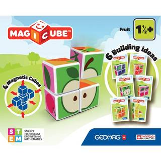 Geomag Magicube Frugt 4-delt magnetisk stablingskuber Bygning S?t sm?b?rn og b?rn i alderen 1,5+ STEM Uddannelsesleget?j Swiss-Made Creativity Im