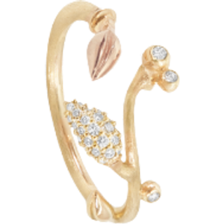 OLE LYNGGAARD COPENHAGEN Blooming 18 kt guld ring med rosaguld blad og brillanter