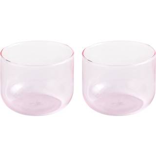 Tint glas, 2 stk, lysegul med hvid kant