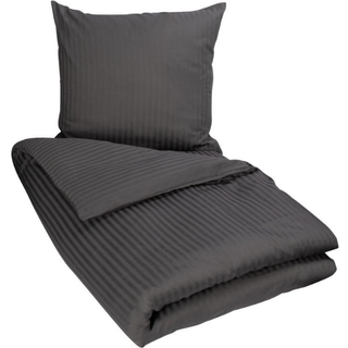 Sengetøj i 100% Bomuldssatin - 150x210 cm - Mørkegråt ensfarvet sengesæt - Borg Living sengelinned