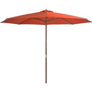 udendørs parasol med træstang 350 cm gråbrun