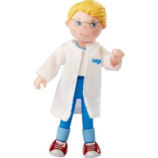 Haba Little Friends far Andreas 4.5 """" Dollhouse leget?jsfigur med aftagelig frakke (Doctor Veterinarian Scientist)