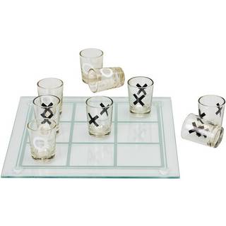 Glasdrikkespil, kryds og bolle med 9 glas