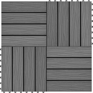 11 stk. terrassefliser med prægning 30x30 cm 1 m2 WPC grå
