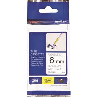 Kompatibel TZe-FX211 6mm x 8m sort på hvid P-Touch lamineret tape
